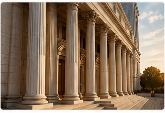 Court building columns representing independent court-focused expert evidence